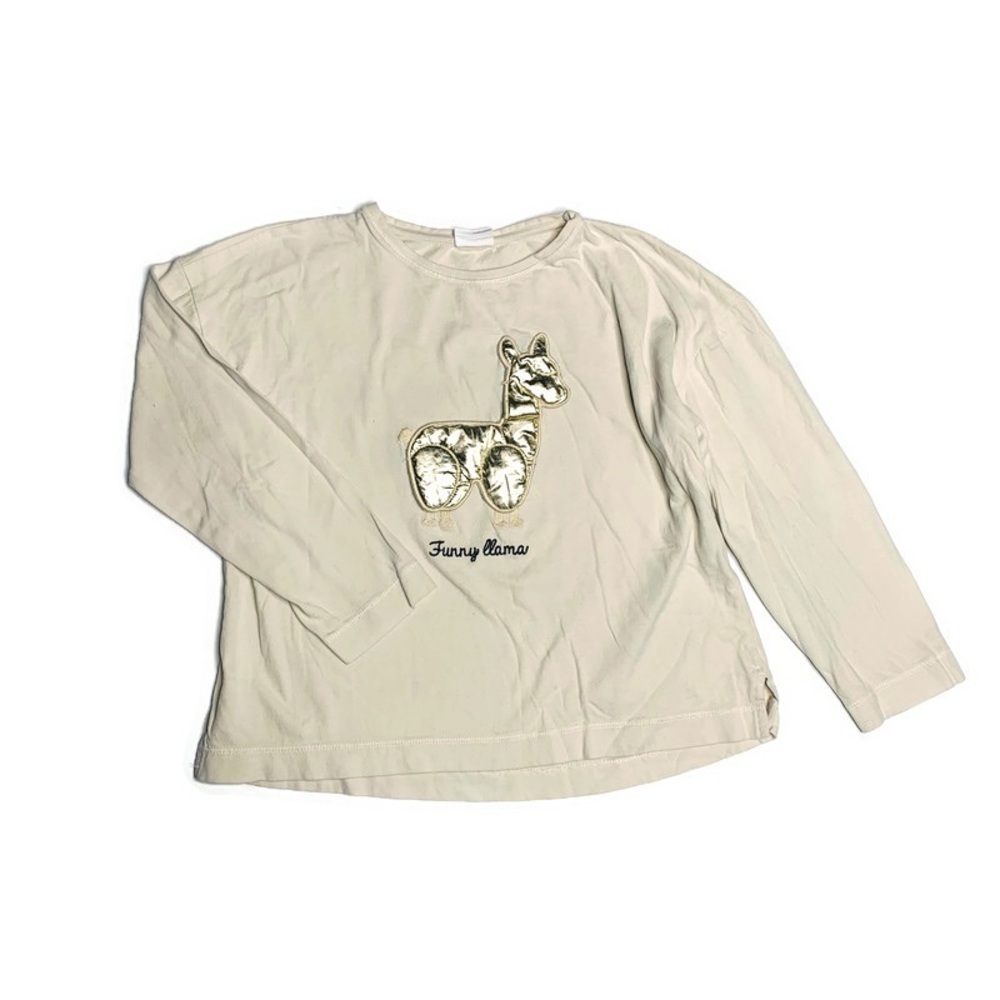 Zara girls 9Y lama long sleeve tee shirt